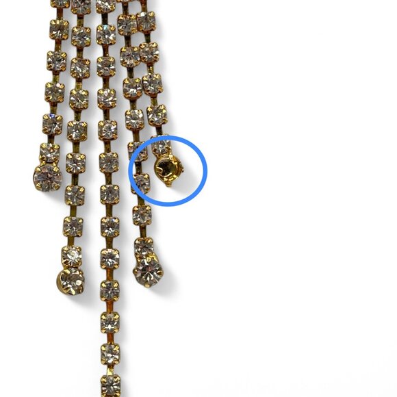 Vintage French Rhinestone Gold-Tone Sunflower Necklace with Glittery Drop - Picture 6 of 7